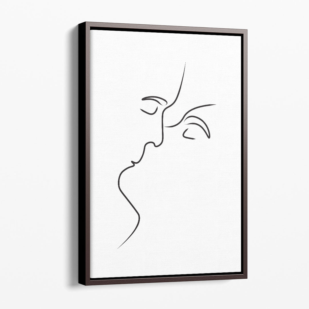 Kissing, A Line Art - Canvas Print Wall Art