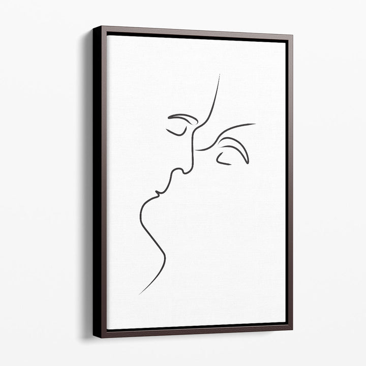 Kissing, A Line Art - Canvas Print Wall Art
