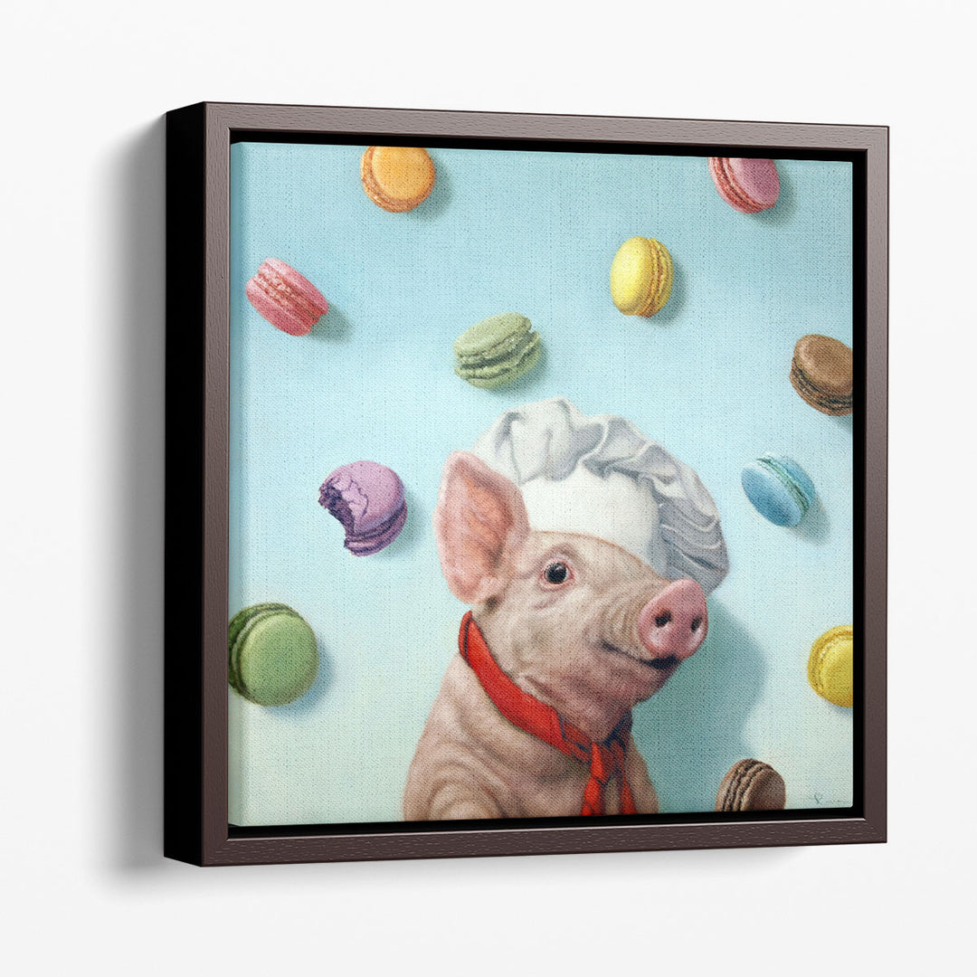 Framed Childrens Wall Art – chef pig illustration