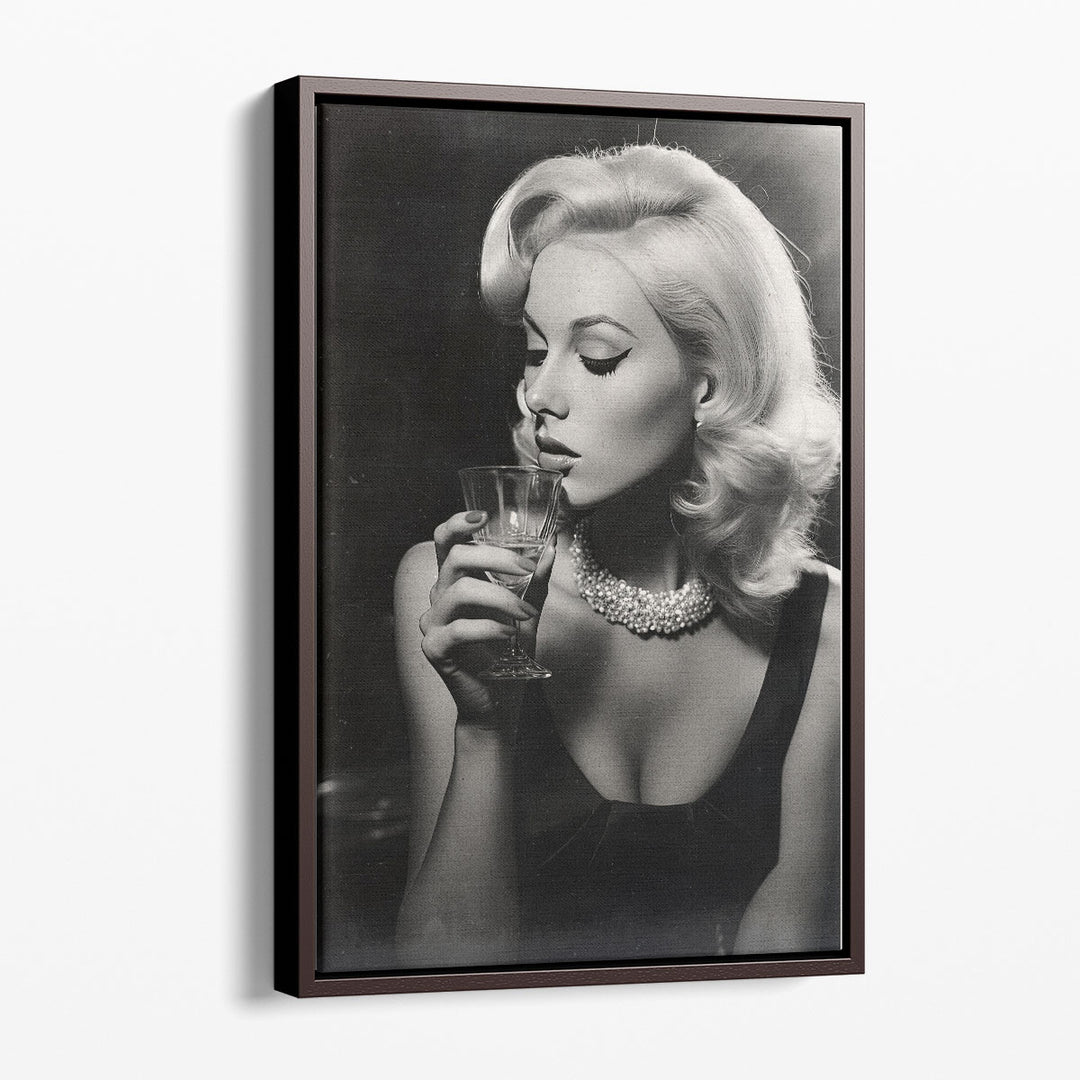 Martini Black And White - Canvas Print Wall Art