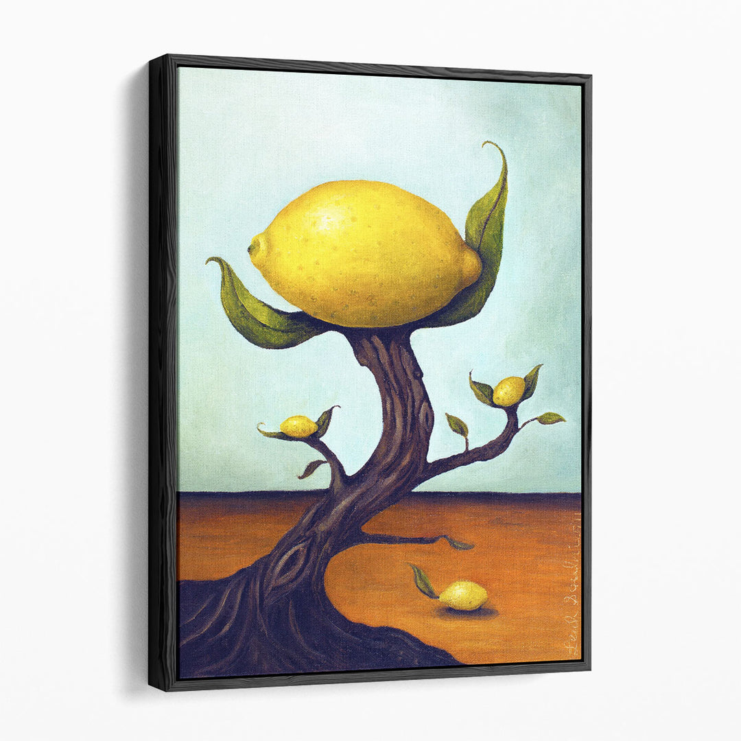 whimsical lemons on textured tree