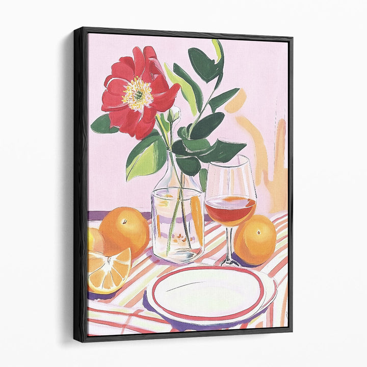 floral art prints – red blossoms and green leaves