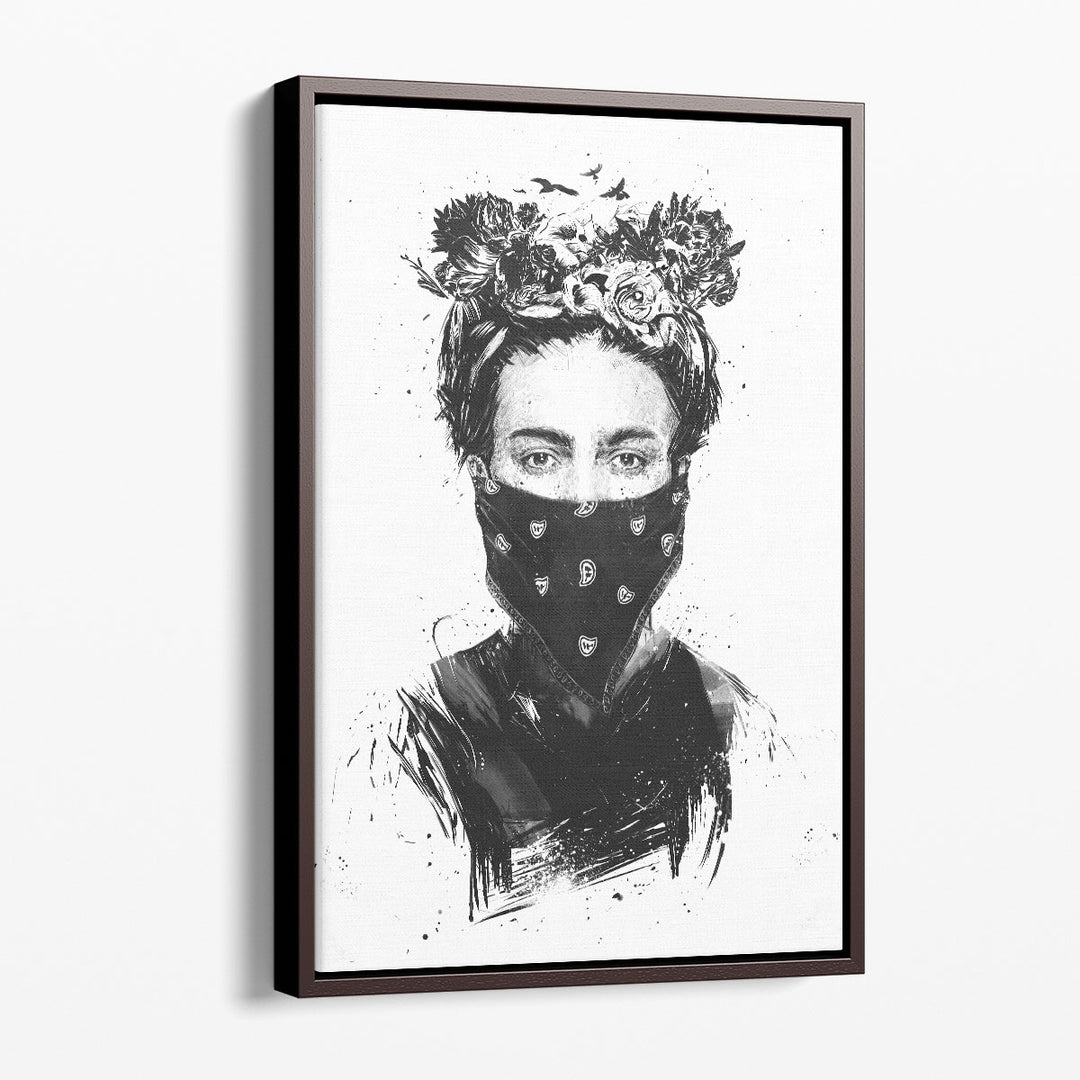 Rebel Girl Black and White - Canvas Print Wall Art