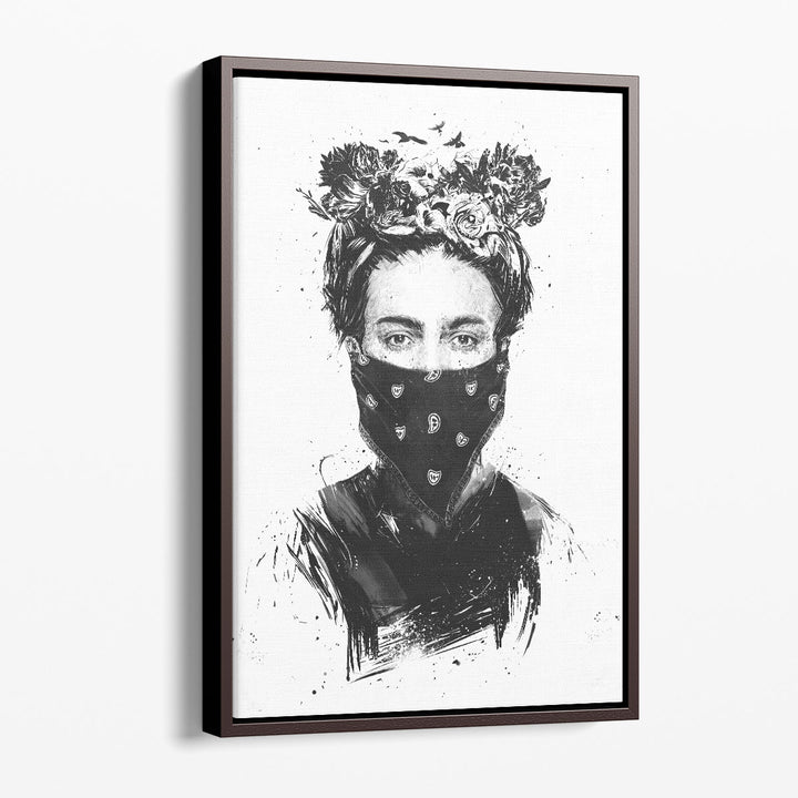 Rebel Girl Black and White - Canvas Print Wall Art