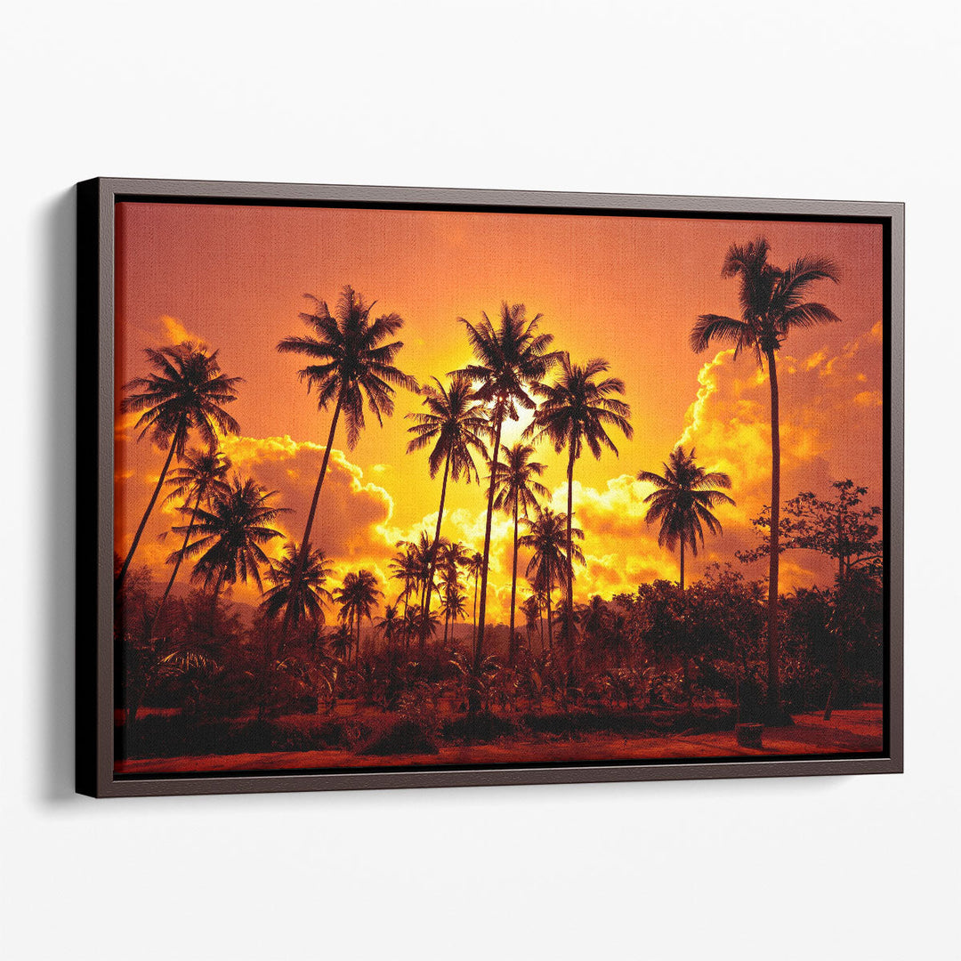 Tropical landscape photography prints with vibrant sunset
