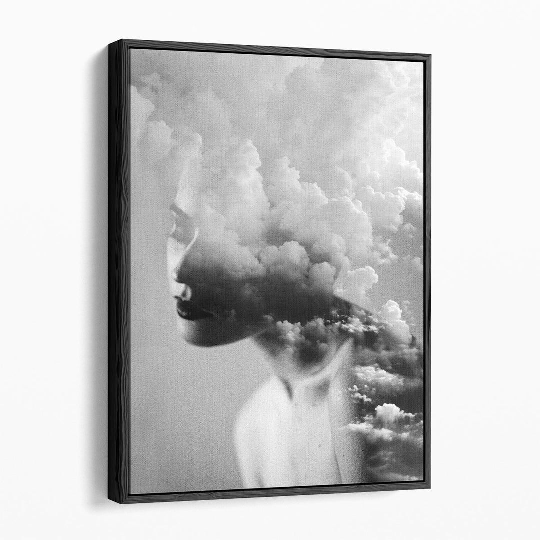 Cloudy Mind Black and White - Canvas Print Wall Art
