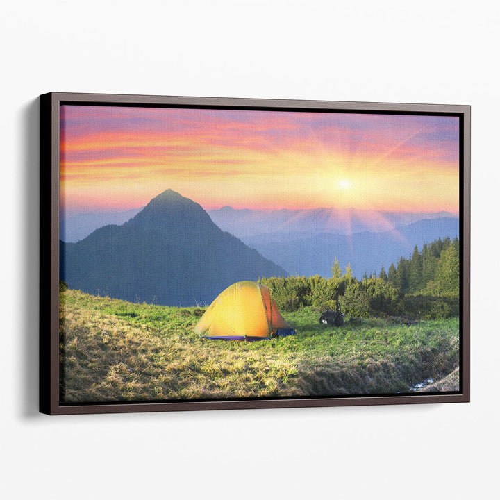 Spring wall art with bright hills and green fields