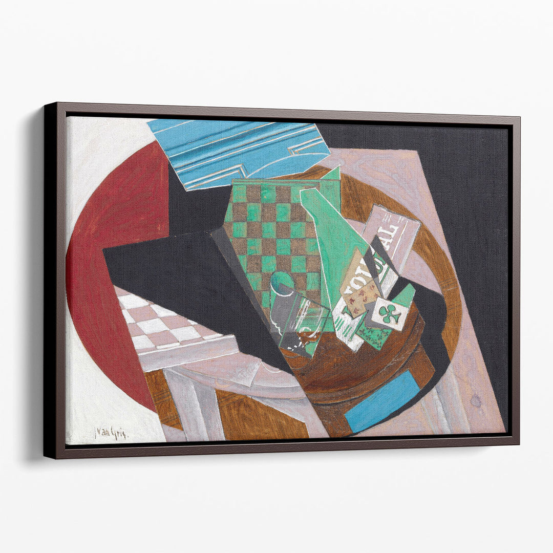 Geometric canvas art featuring layered shapes