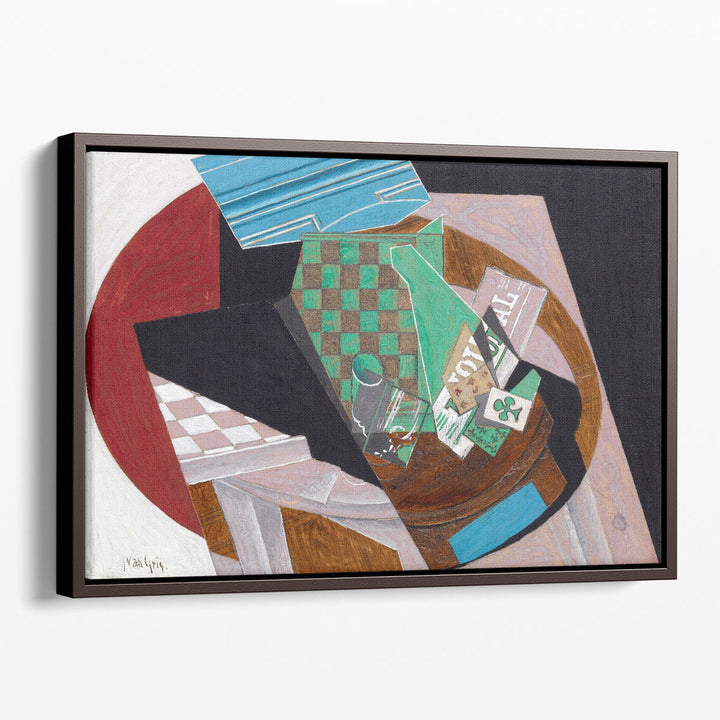 Geometric canvas art featuring layered shapes