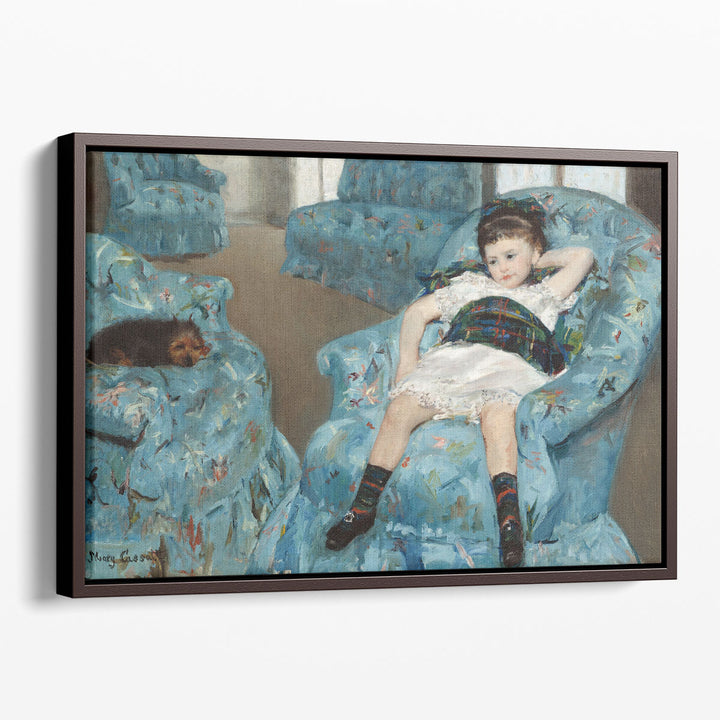 Little Girl in a Blue Armchair - Canvas Print Wall Art