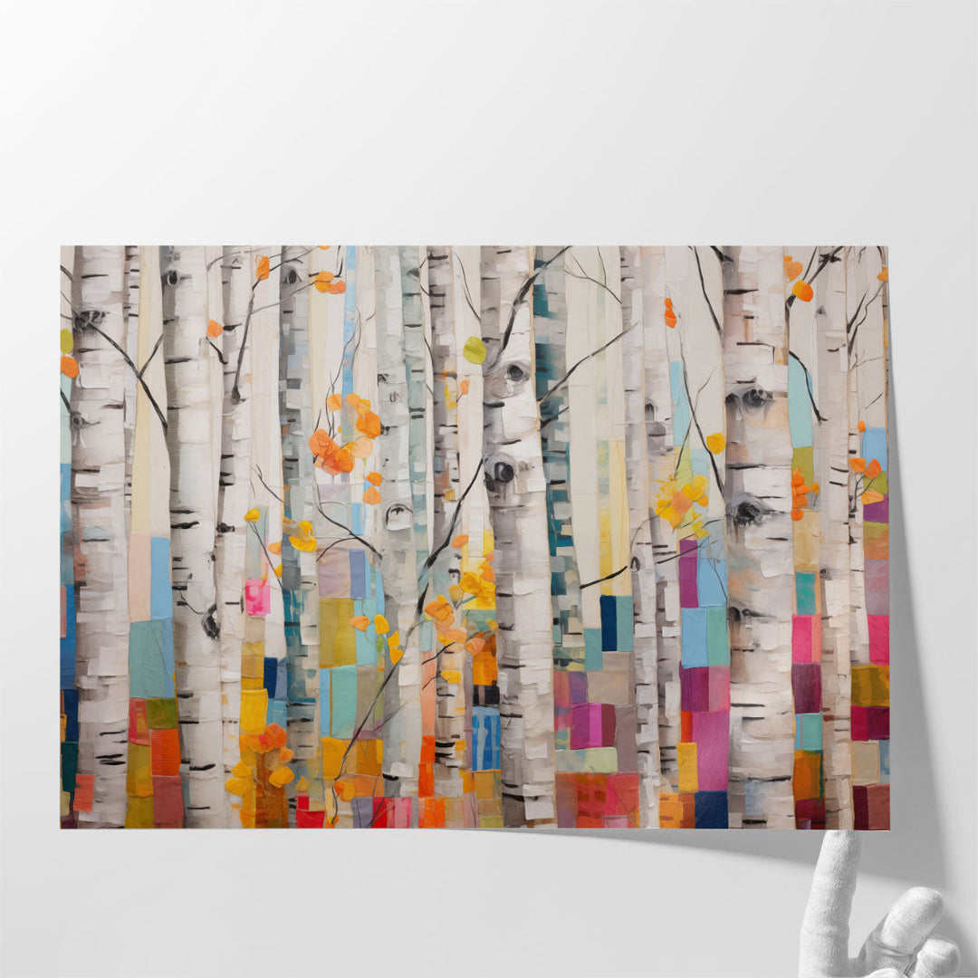 Playful Birch Grove - Canvas Print Wall Art