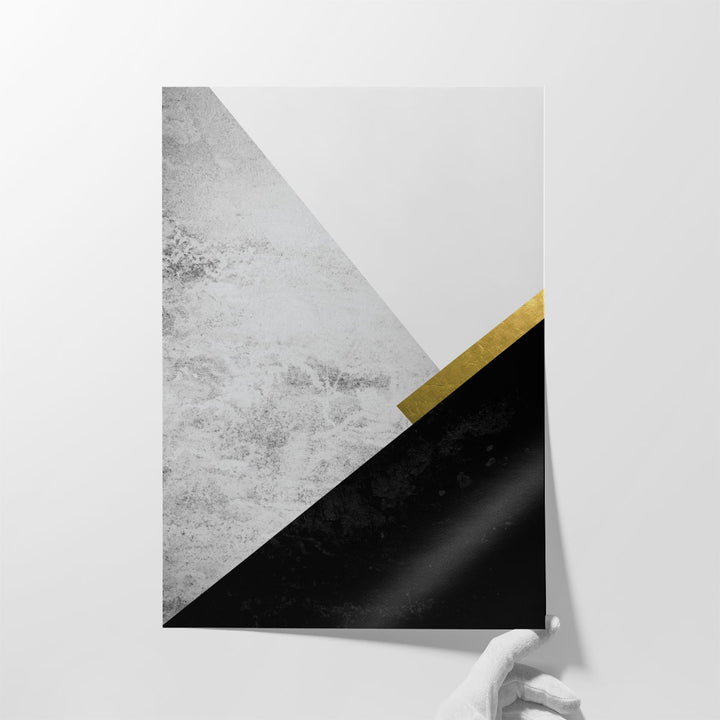 Black Grey Gold Mountains 1 - Canvas Print Wall Art