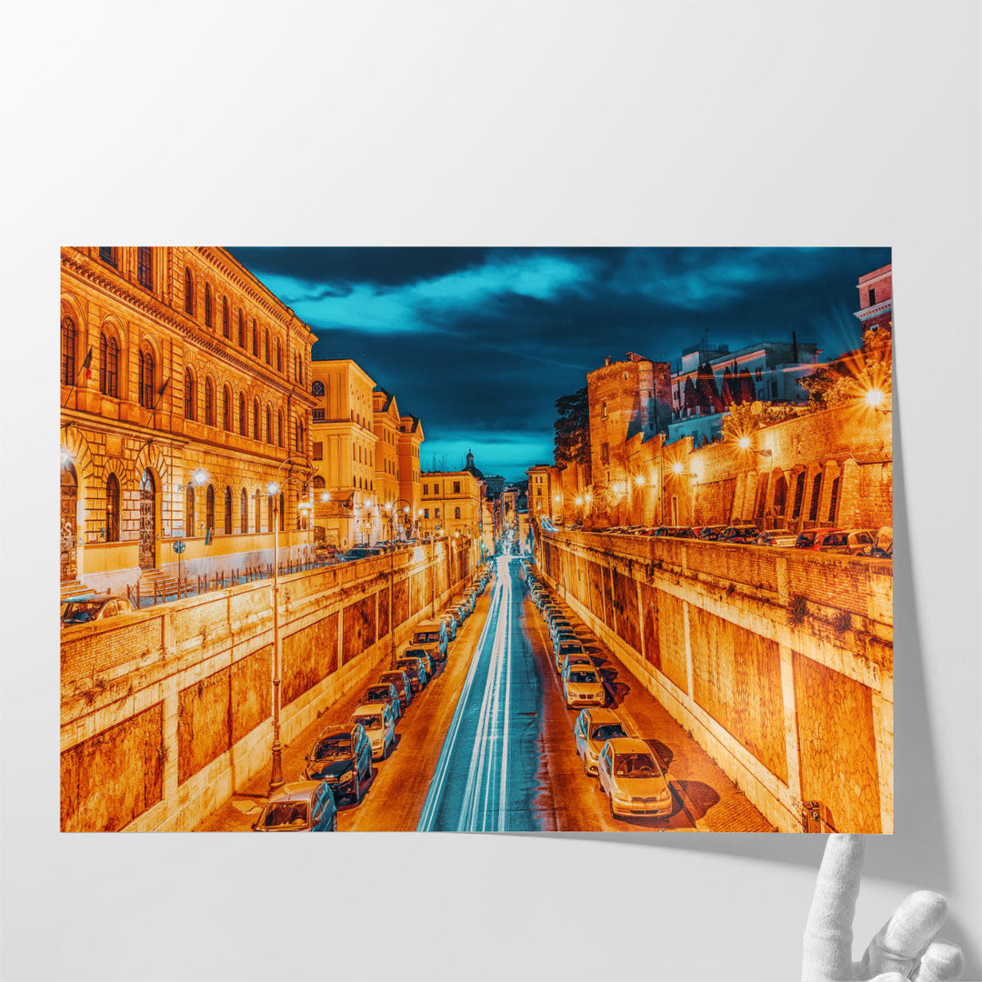 Beautiful Landscape of Rome City Through Street - Canvas Print Wall Art
