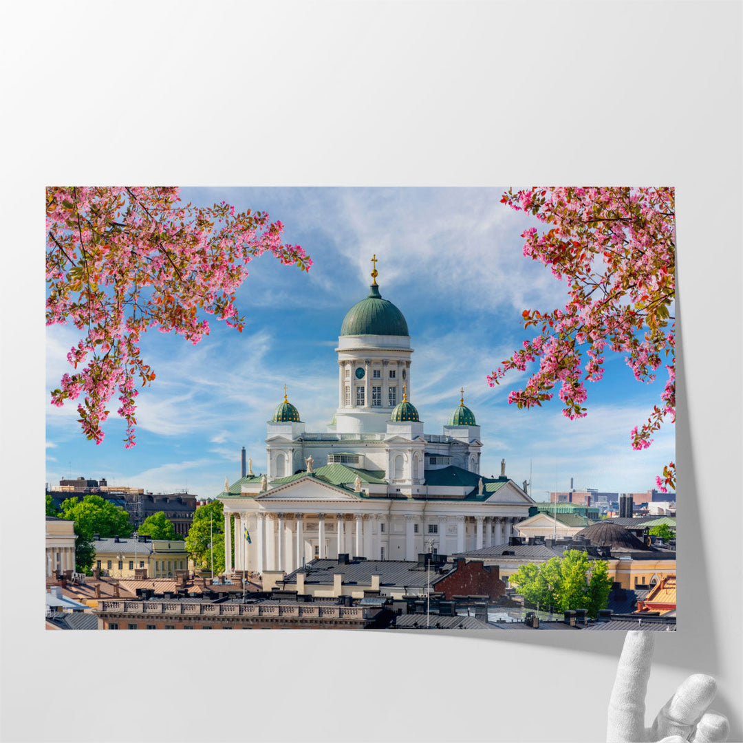 Helsinki Cathedral over City Center in Spring, Finland - Canvas Print Wall Art