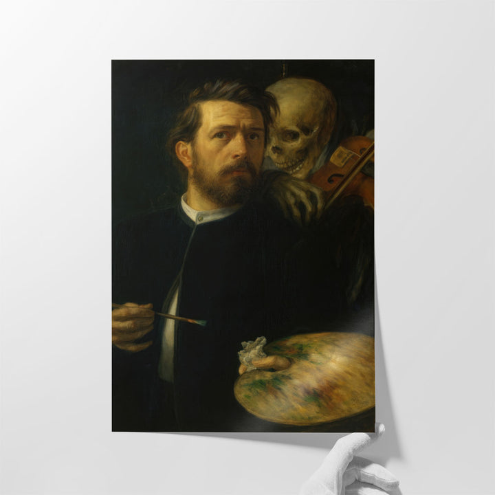 Self-Portrait with Death Playing the Fiddle - Canvas Print Wall Art