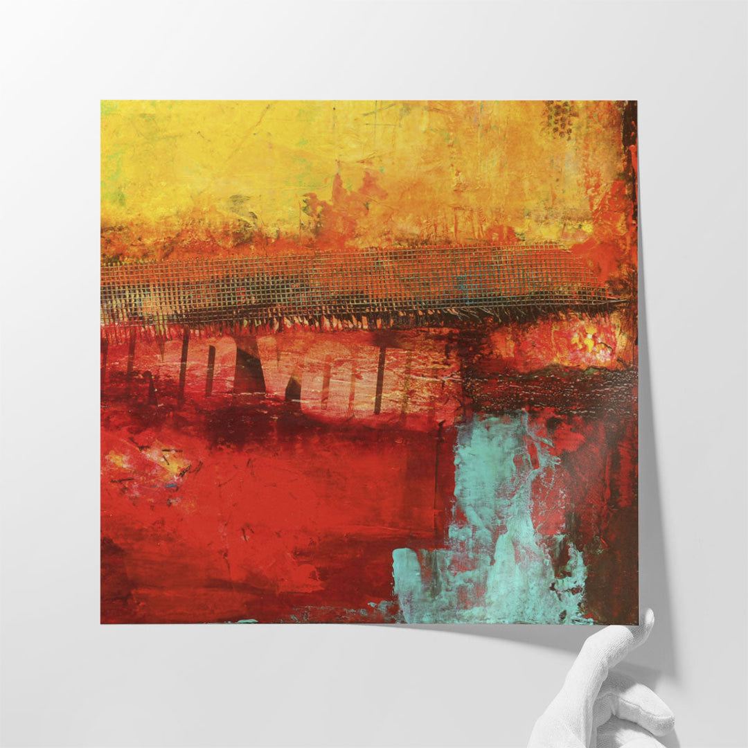 Hallway prints with bold modern color scheme