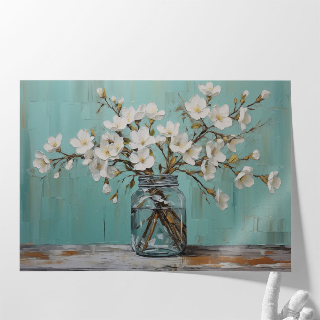 Mason Jar Bloom - Canvas Print Wall Art