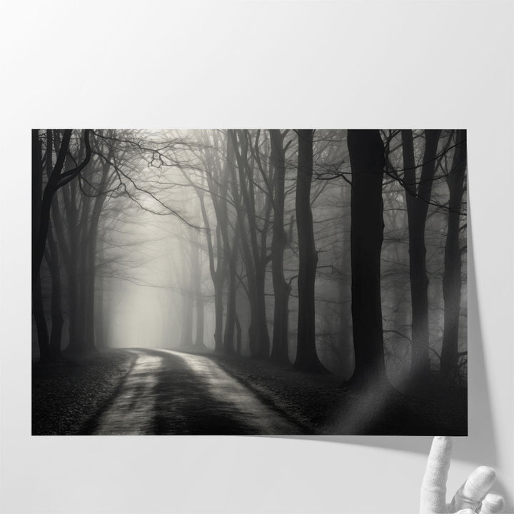 Misty Dark Forest Path - Canvas Print Wall Art