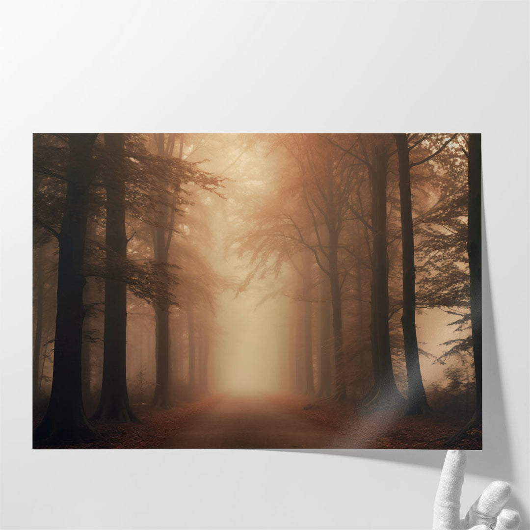 Misty Woodland Wander - Canvas Print Wall Art
