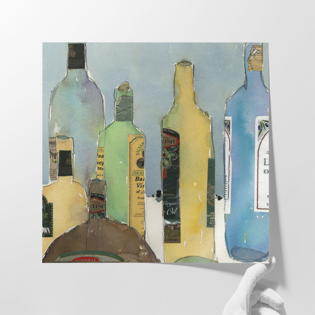 kitchen wall decor – watercolor bottle art
