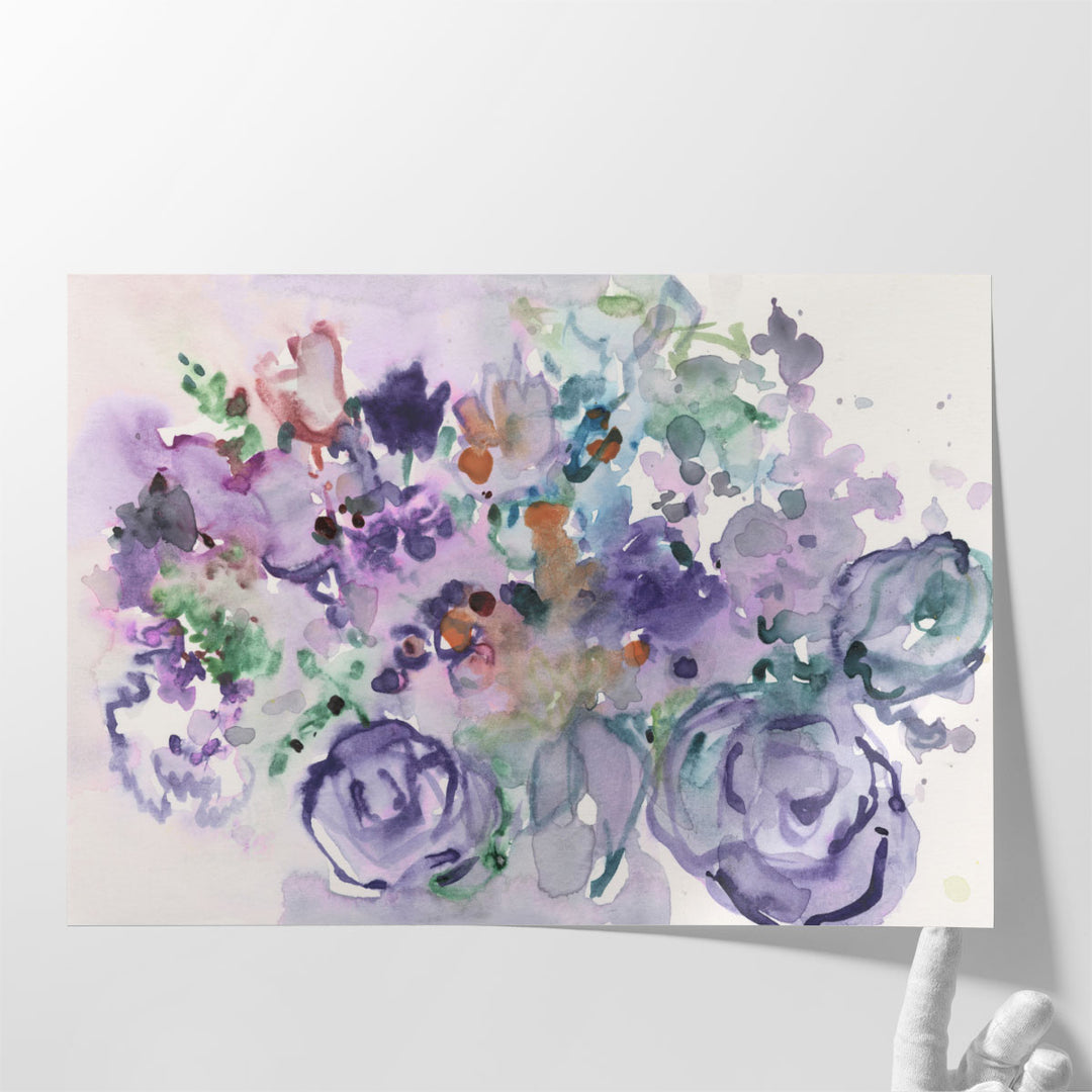 hallway artwork purple brushstrokes