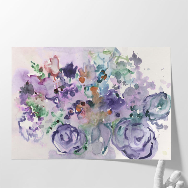 hallway artwork purple brushstrokes