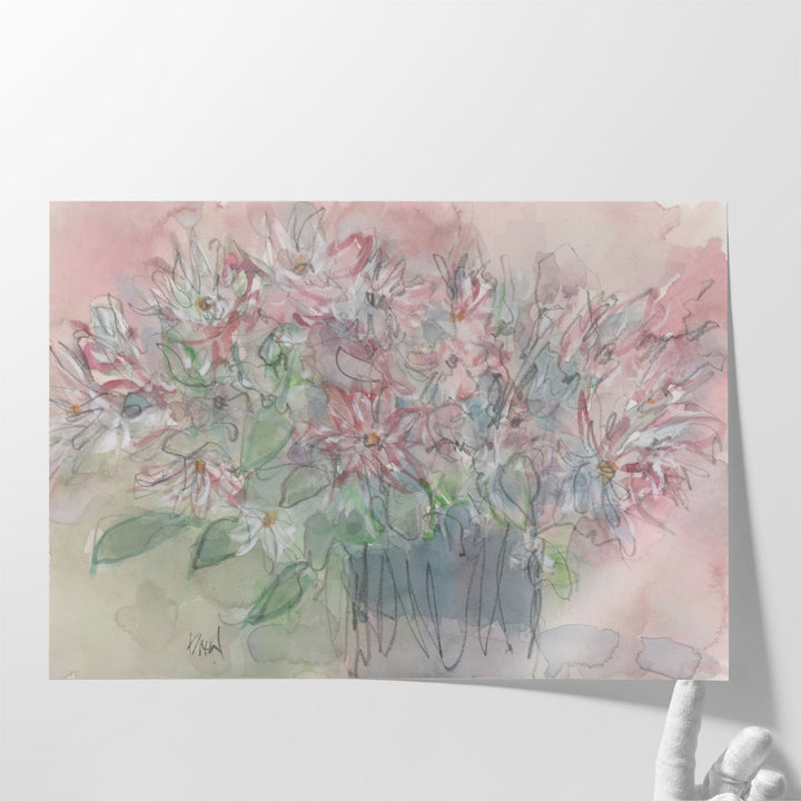 Pink floral wall art for living room