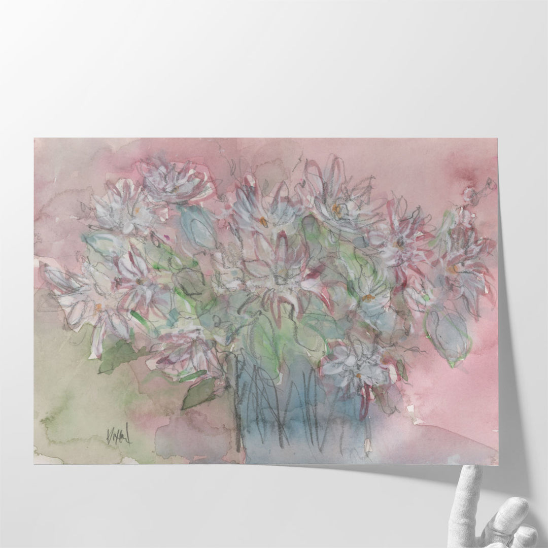 Pink vase flower print for bedroom