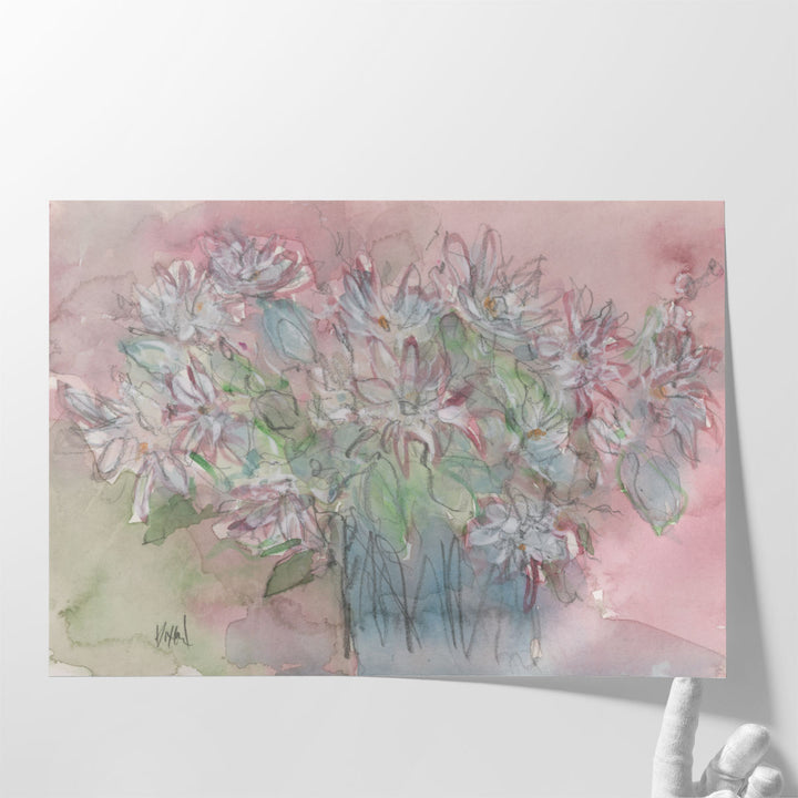 Pink vase flower print for bedroom