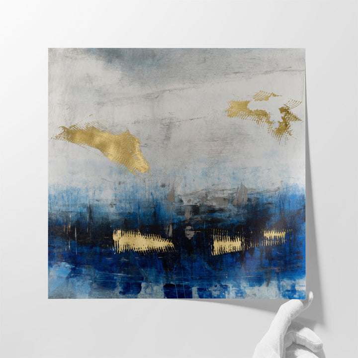 Blue Neutral Abstract Art – clean shapes and layered tones