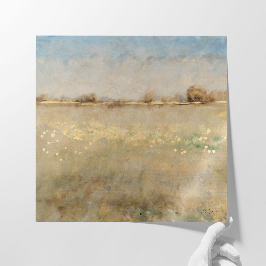 Abstract landscape painting with brown and beige