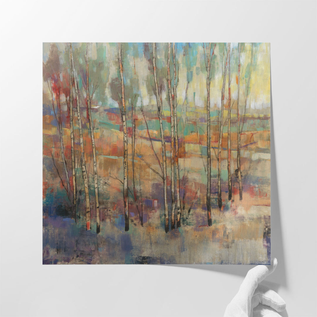 Extra large landscape painting with earthy pattern