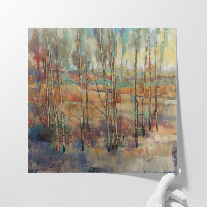 Extra large landscape painting with earthy pattern
