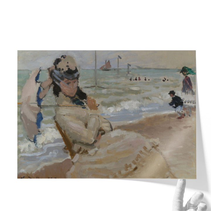 Camille on the Beach in Trouville, 1870 - Canvas Print Wall Art