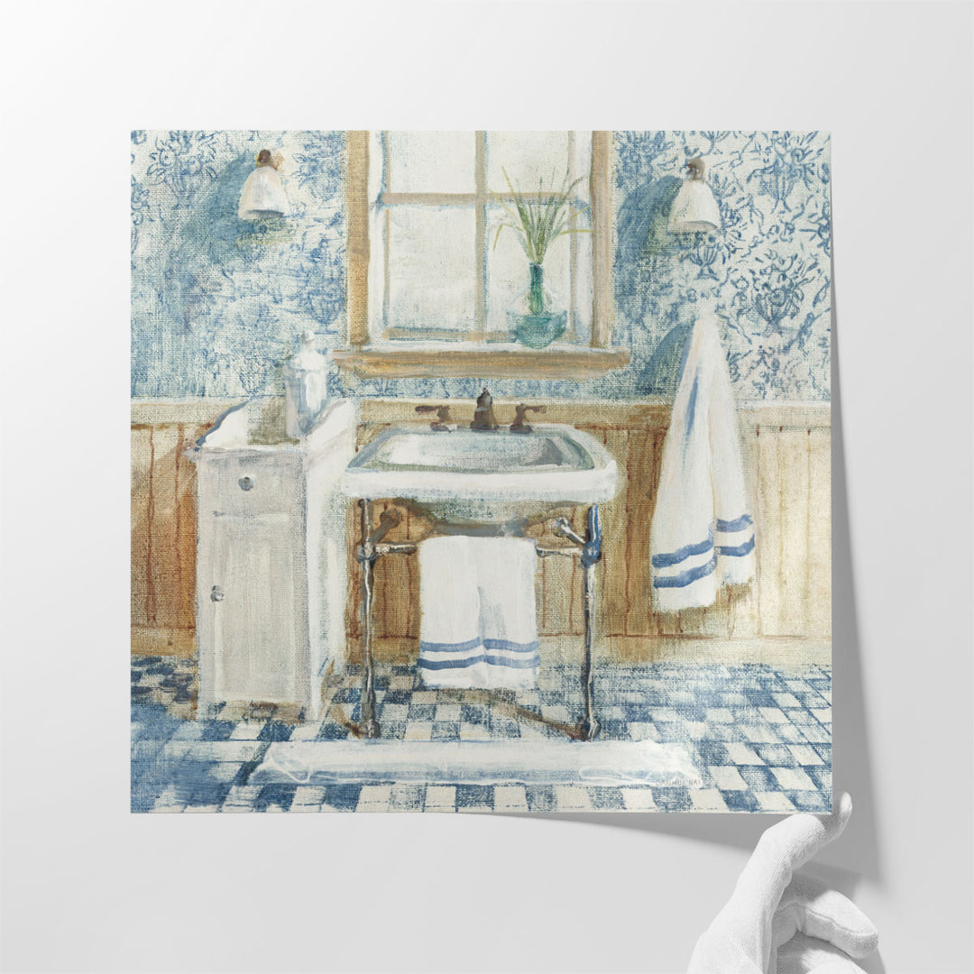 Blue Checkerboard Floor Bathroom Décor pattern