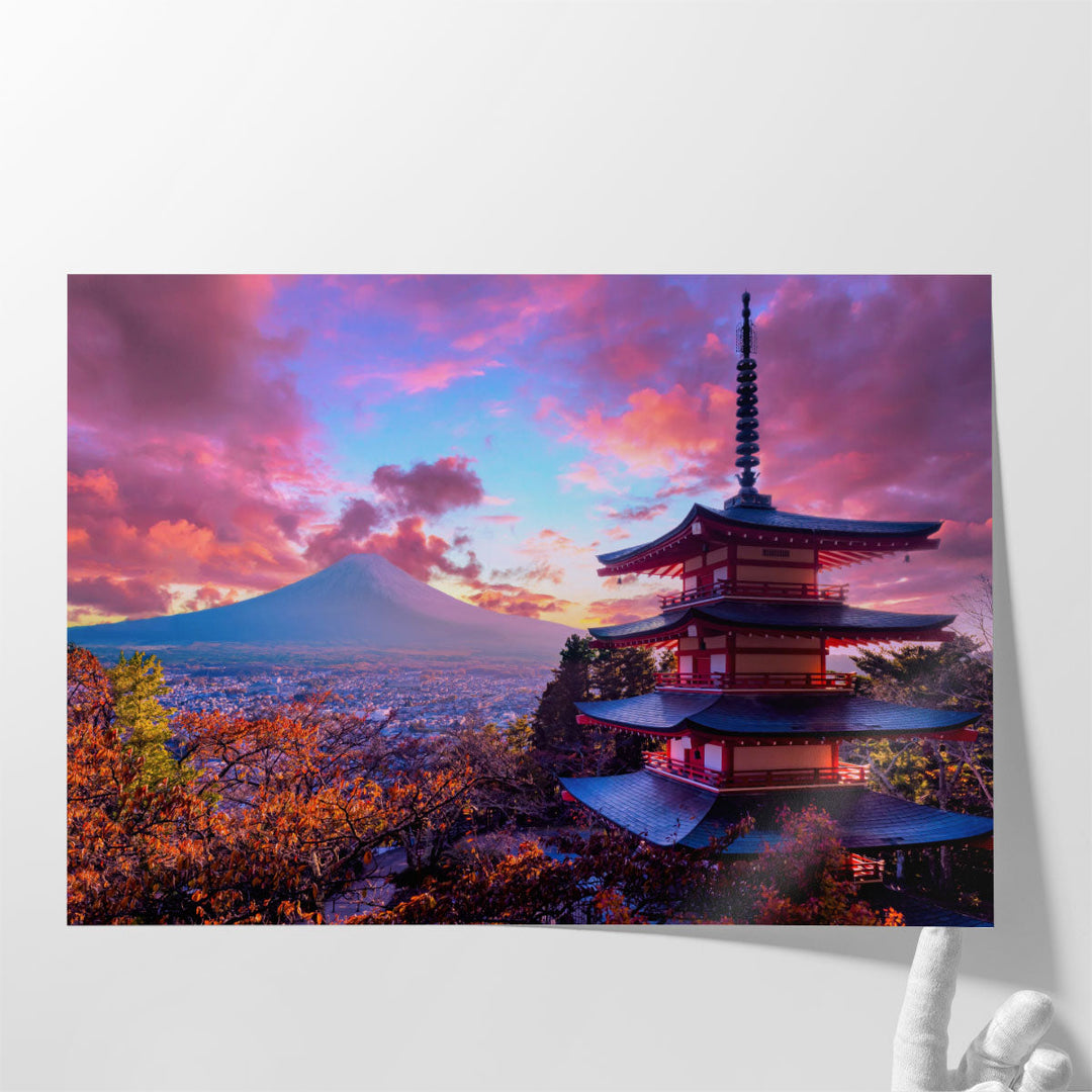 Buddhist Pagoda in Fujiyoshida, Japan - Canvas Print Wall Art