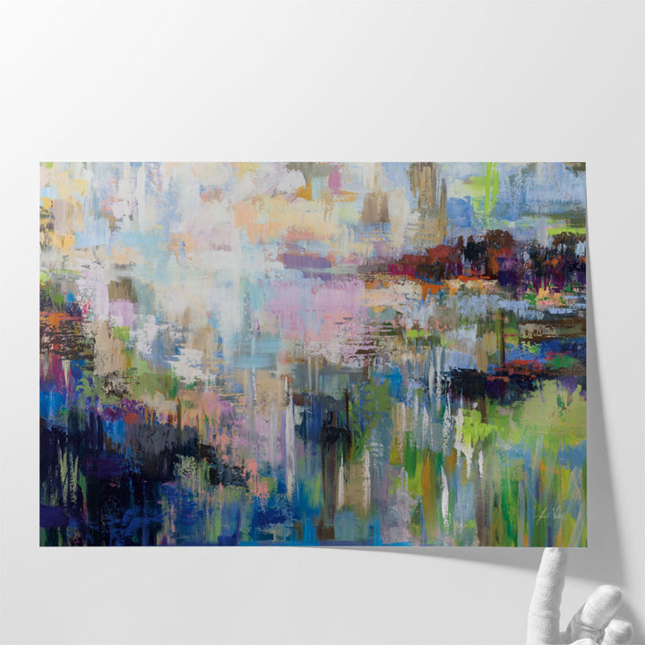 Modern hallway artwork with expressive brushwork