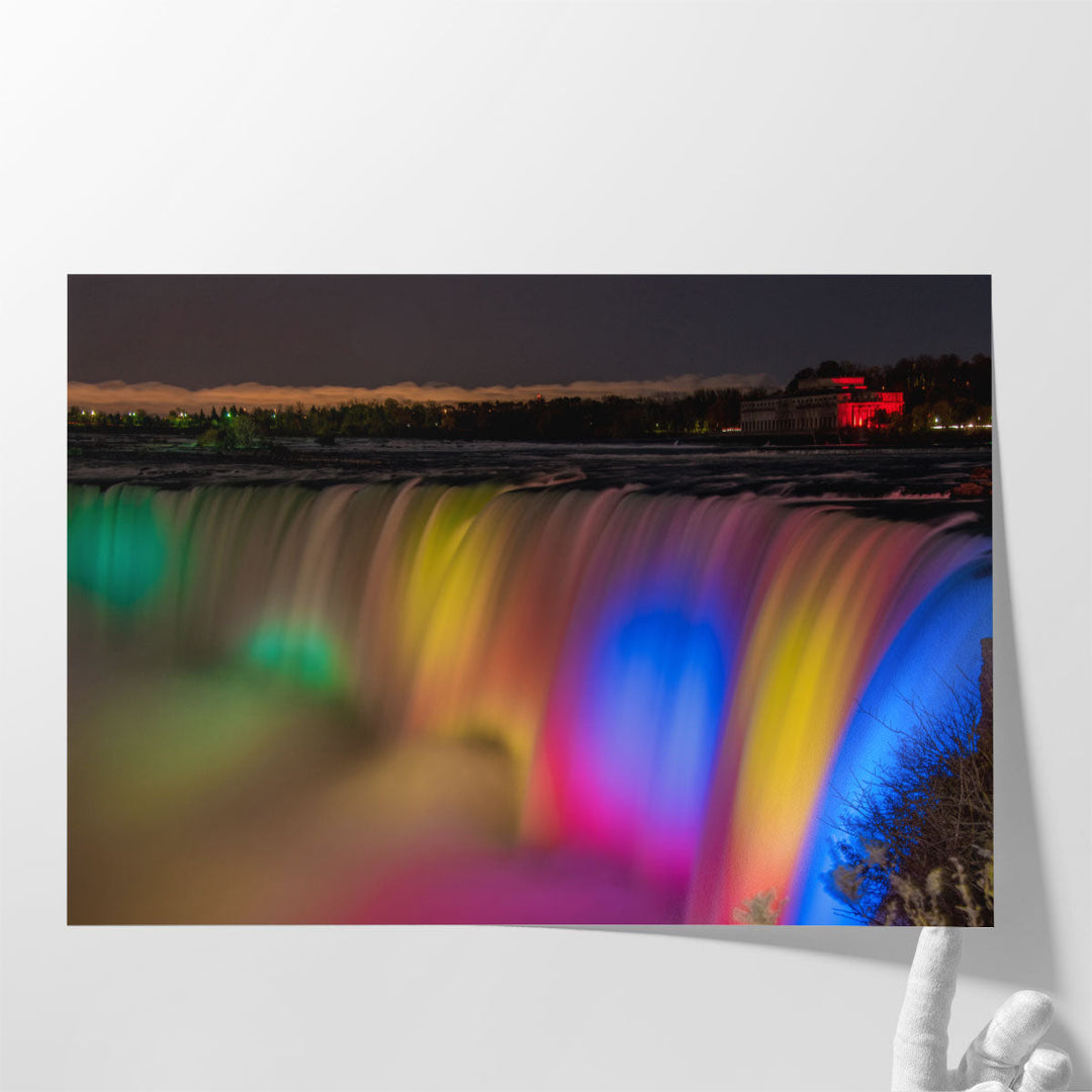 Colorful Niagara Falls During Night - Canvas Print Wall Art