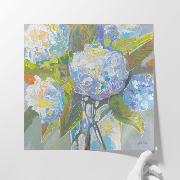 Bedroom wall art with blue accents