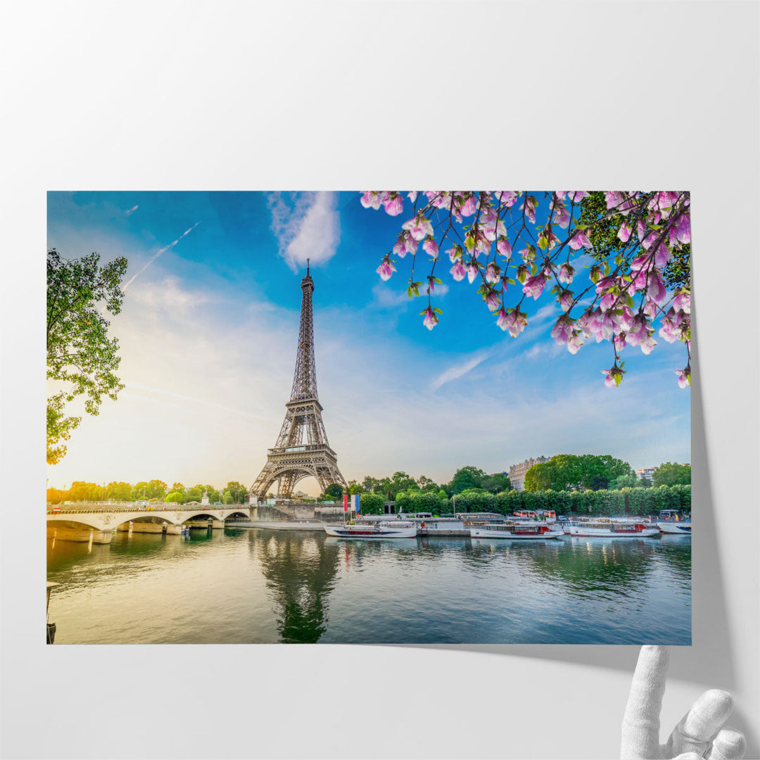 Eiffel Tower During Sunrise in Paris France - Canvas Print Wall Art