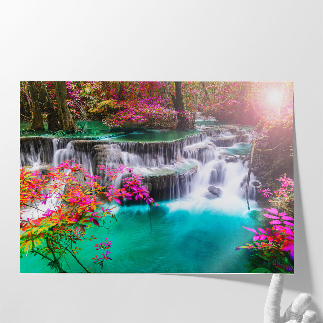 Huay Mae Kamin Waterfall in Thailand's Forest - Canvas Print Wall Art