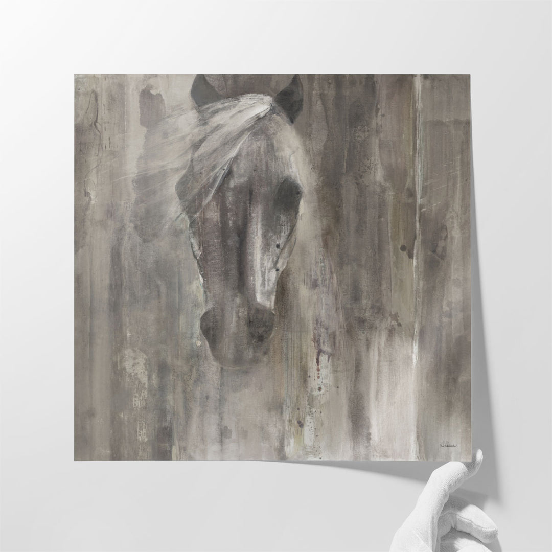 Hallway wall decor featuring modern horse artwork