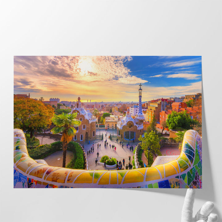 A View of the City Barcelona, Spain from Park Guell - Canvas Print Wall Art