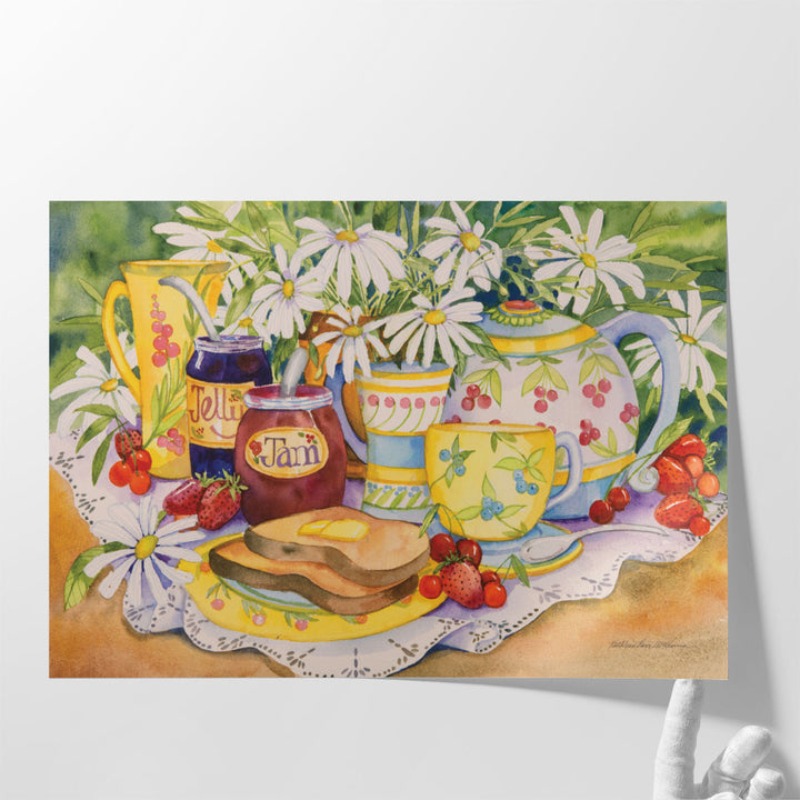 modern kitchen wall decor – lively food and floral mix
