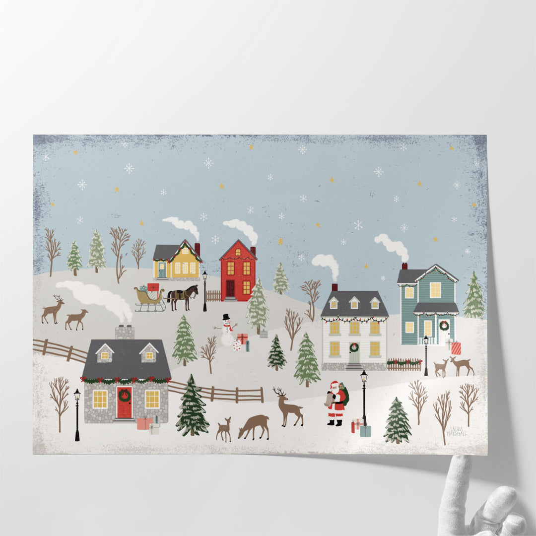 Christmas Village II Neutral - Canvas Print Wall Art