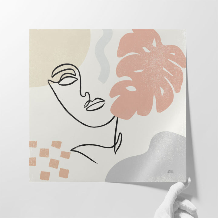 Minimalist abstract face artwork black on white