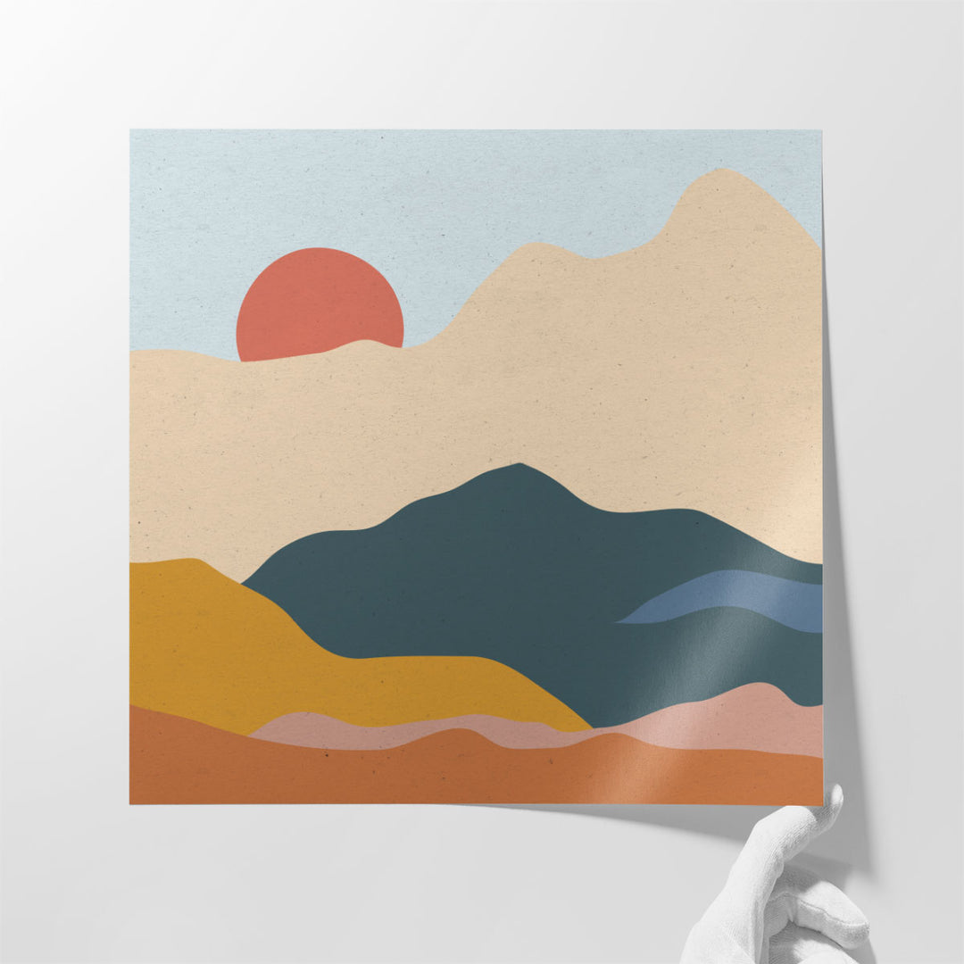 Large landscape canvas print for hallway, soft mountain art
