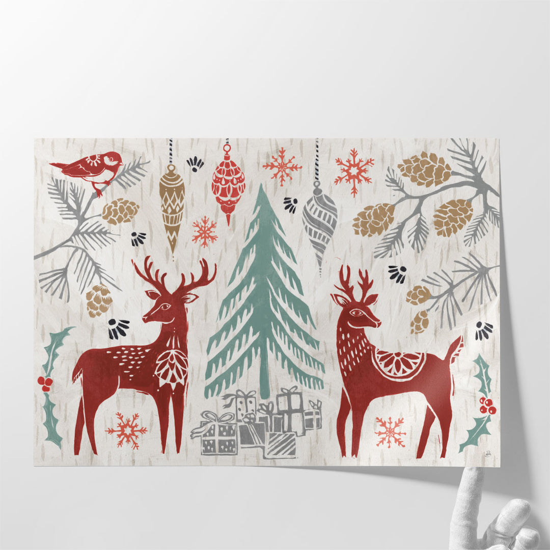 Woodcut Christmas I - Canvas Print Wall Art