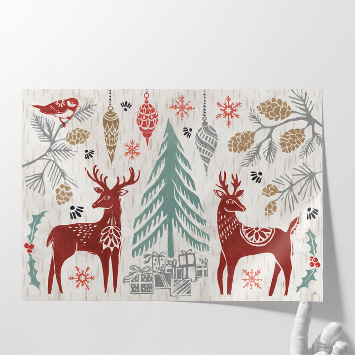 Woodcut Christmas I - Canvas Print Wall Art