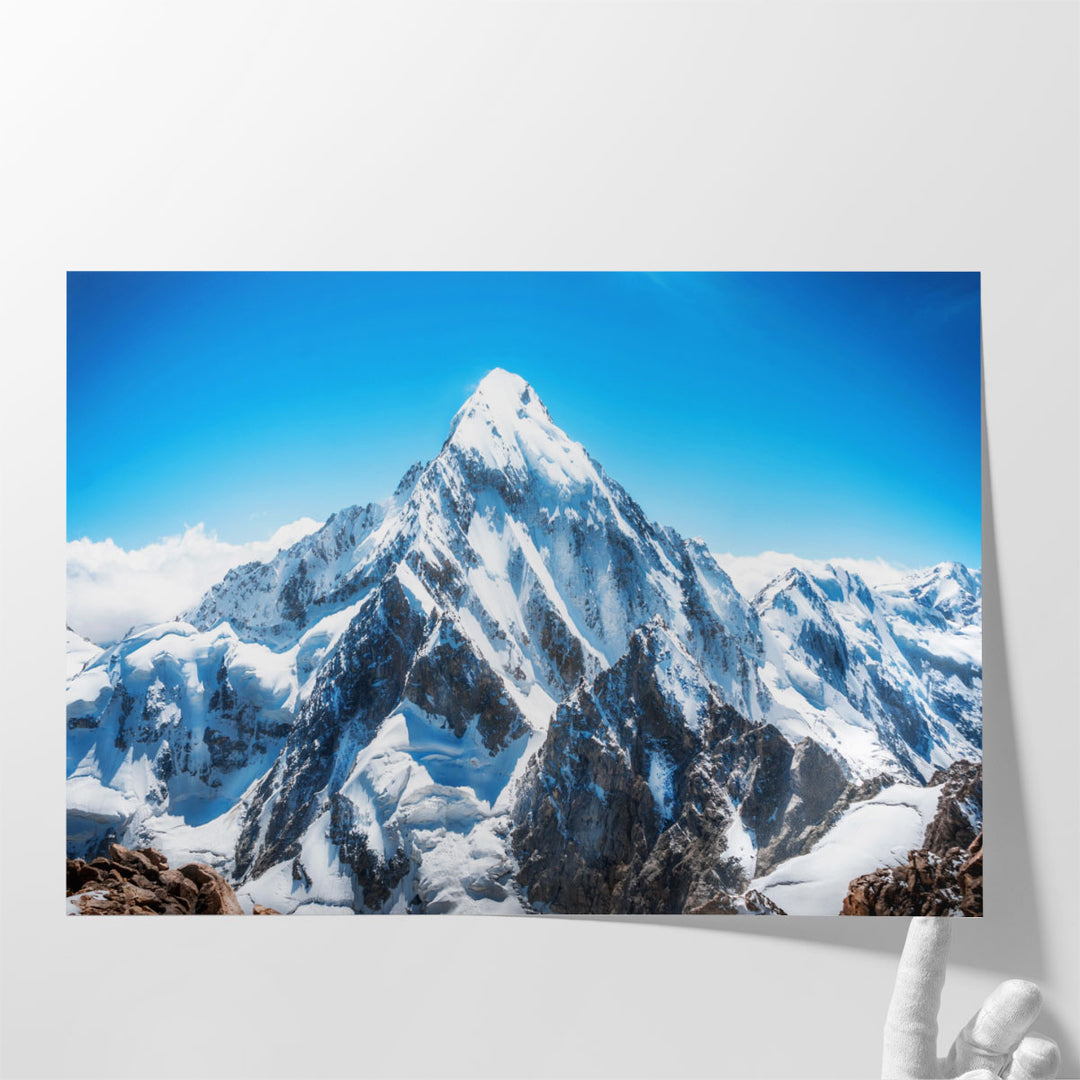 Blue wall art for living room with mountain view